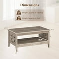 thumbnail image 3 of Costway 39.5" 2-Tier Coffee Table with Open Shelf Woven Decorations Storage for Living Room Rustic Oak, 3 of 10