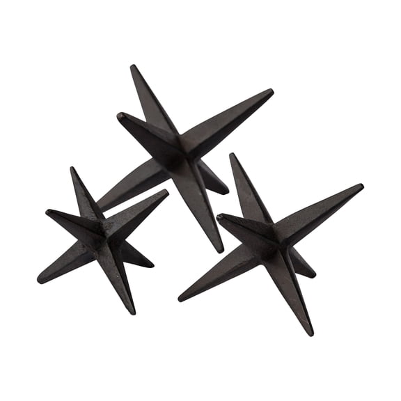 Set of Three Black Metal Star DÃ©cor Pieces