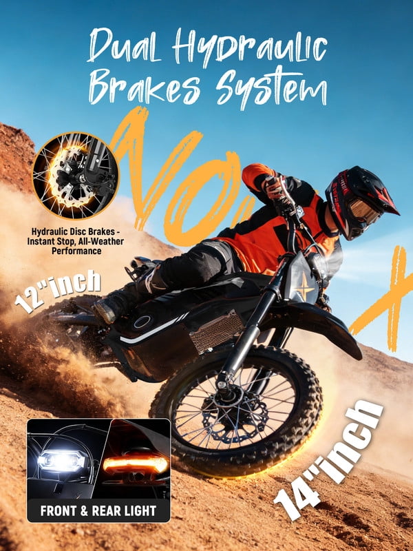 ESKUTE NOVAX Electric Dirt Bike for Adults/Teens, 4000W 46MPH Fast Electric Motorcycle, 48V 22.8Ah Long Range Battery, Full Suspension, Hydraulic Brakes,Black with Lock, UL2849