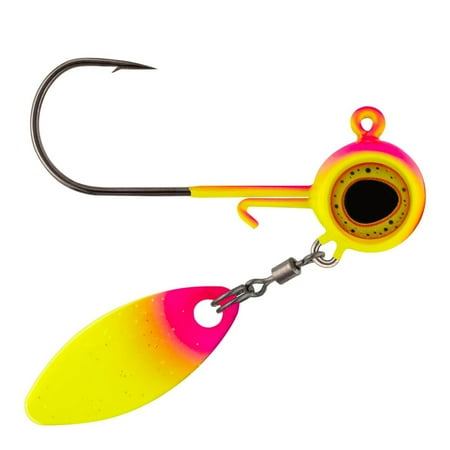 Northland Fishing Tackle Deep-Vee Spin Jig Versatile Walleye Spinning Jig with Thumper Willow Blade Multi-Species Lure Essential Fishing Bait 3/8 Oz Bubblegum