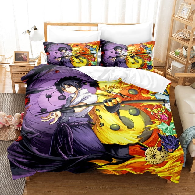 Naruto Three-piece Set, Bedding Suit, 3D Printing, Soft Microfiber, Cartoon Duvet Cover, Bedroom Decoration-week