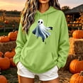 thumbnail image 2 of FAVIPT Halloween Sweatshirts for Women Ghost Drawstring Pocket Long Sleeve Oversized Hoodies Cute Spooky Season Casual Pullover Green,M, 2 of 5