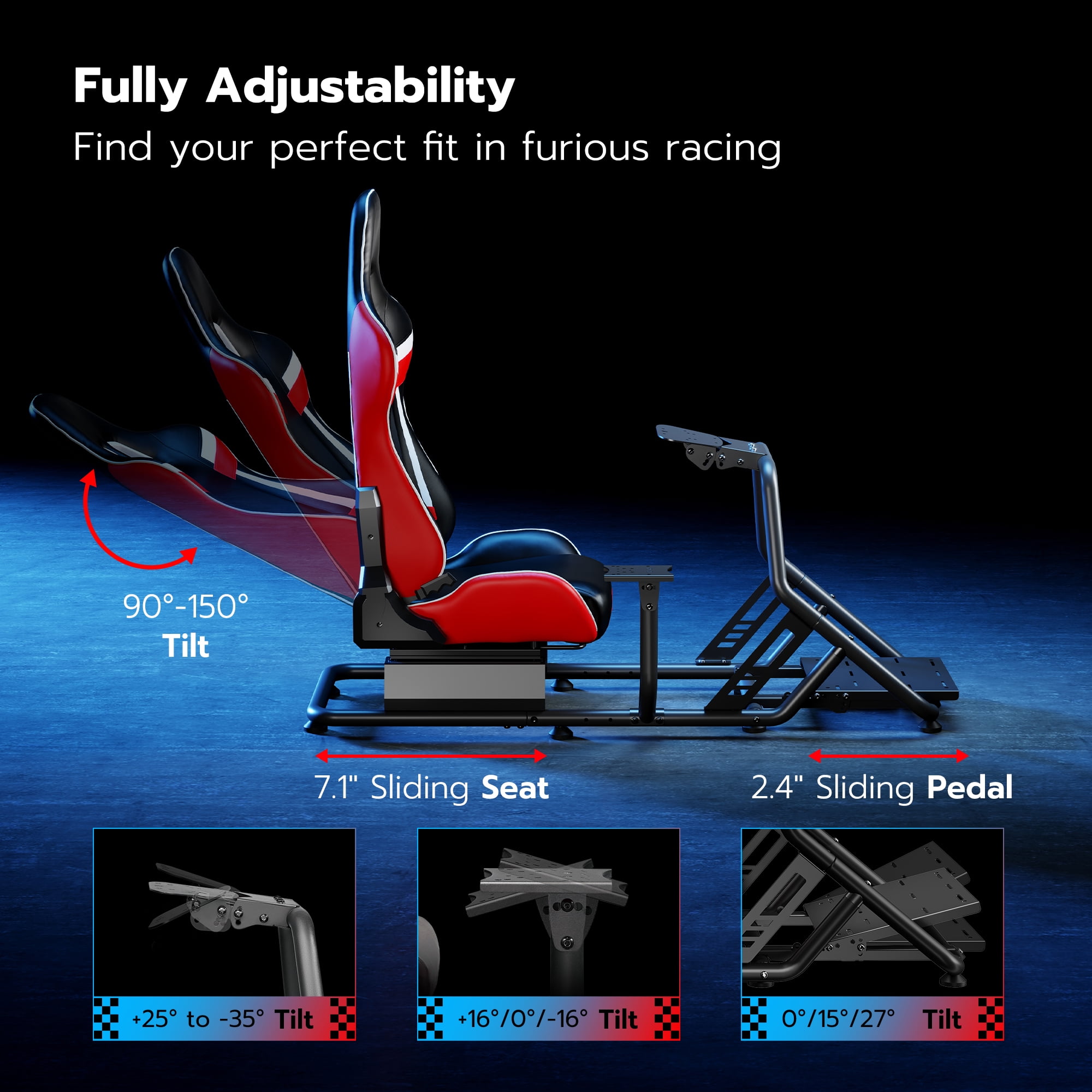 ARES WING Racing Simulator Cockpit with Seat, Adjustable Sim Racing Cockpit Compatible with Logitech, Thrustmaster, Fanatec, Moza, for PS5, PS4, Xbox and PC, Red
