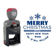 Printtoo Personalized Heavy Duty Blue Self Inking Christmas Round Rubber Stamp Custom Custom Stamper-45 mm