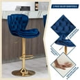 thumbnail image 2 of JESTOP Modern Swivel Pub Height Barstool Set of 2, High Dining Chair with Velvet Seat, Backrest, Armless Hydraulic Counter Stool, Gold Base Island Stool, 2 of 7