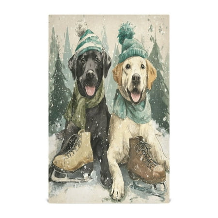 Qxltty Snow Labrador Kitchen Towels 28 x 18 Inch Soft Cotton Linen Feel Dish Towels with Hanging Loop for Drying Cleaning & Decor