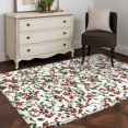 thumbnail image 3 of 3'x5' Area Rugs, Christmas Berry Indoor Outdoor Area Rug for Living Room Bedroom, Xmas Botanical Watercolor Green Red Washable Bathroom Rugs Kitchen Floor Carpet Mats Home Decor Aesthetic, 3 of 8