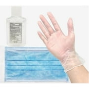 PPE Bundle Value Pack (includes 2oz hand sanitizer, 3-Ply Disposable Mask, and a pair of Vinyl Gloves) - 50 PACKS INCLUDED