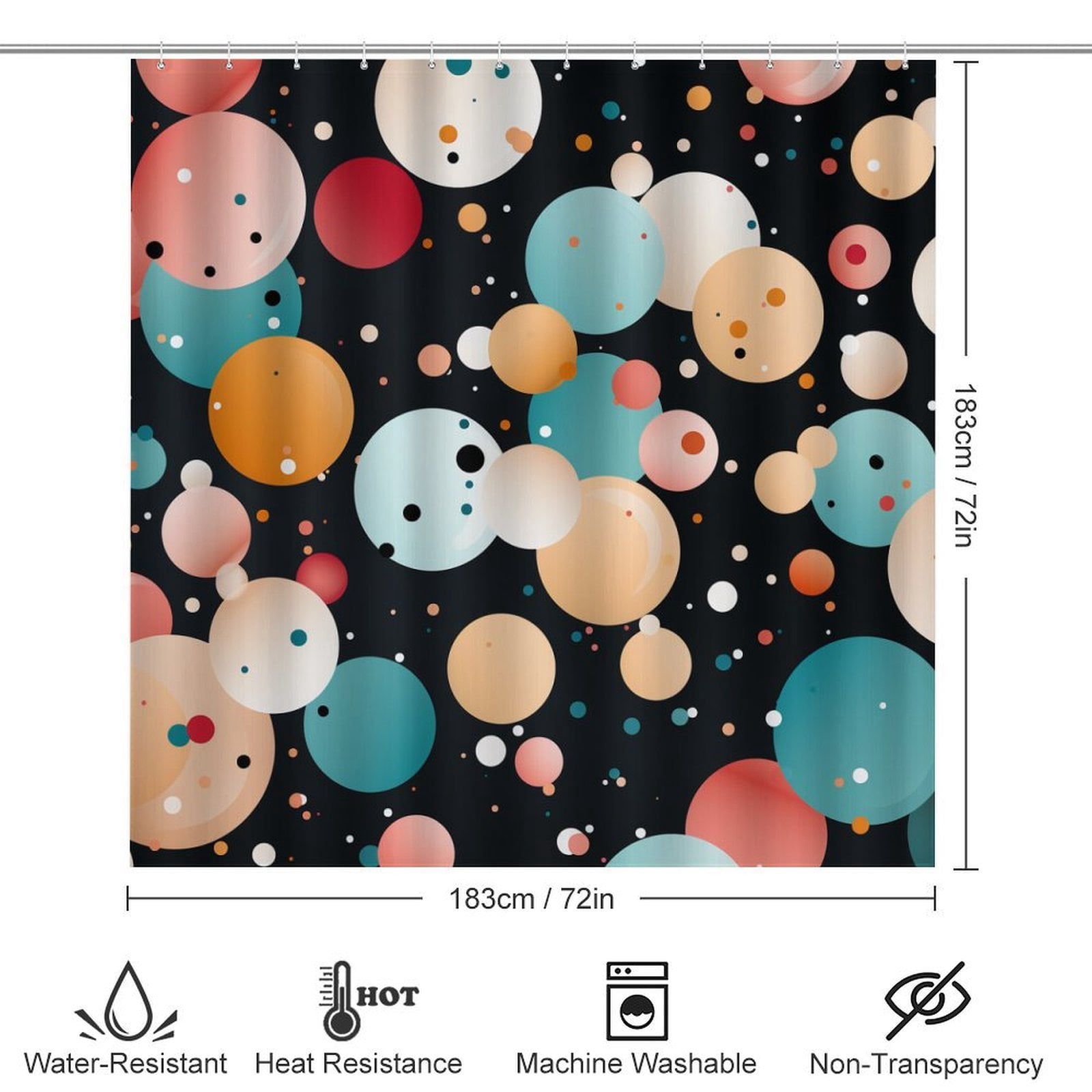 4 Piece Shower Curtain Sets with Non-Slip Rugs Toilet Lid Cover And Bath Mat Bathroom Decor Set Colorful Polka Dot Waterproof Personality Pattern Bath Curtain Spot Simple Structure Abstract