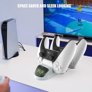Etpark White PS5 Controller Charger, Charging Station for PlayStation 5 Controllers, Dual Charging Dock with LED Indicator