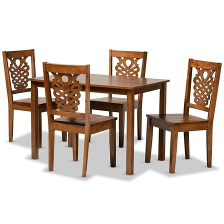 Bowery Hill Walnut Brown Finished Wood 5-Piece Dining Set