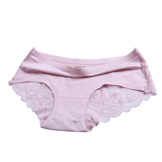 Sonducket Bragas con borde de encaje para mujer, cintura elástica transpirable, bragas que absorben la humedad para niñas Ropa interior rosado XXL