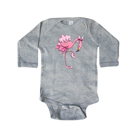 

Inktastic Flamingo Ballerina in tutu and ballet toe shoes Gift Baby Boy or Baby Girl Long Sleeve Bodysuit