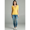 thumbnail image 3 of Essential Basic Women's Cotton Blend V Neck Tee Shirt Half Sleeves - Gold Mustard, 1XL, 3 of 3