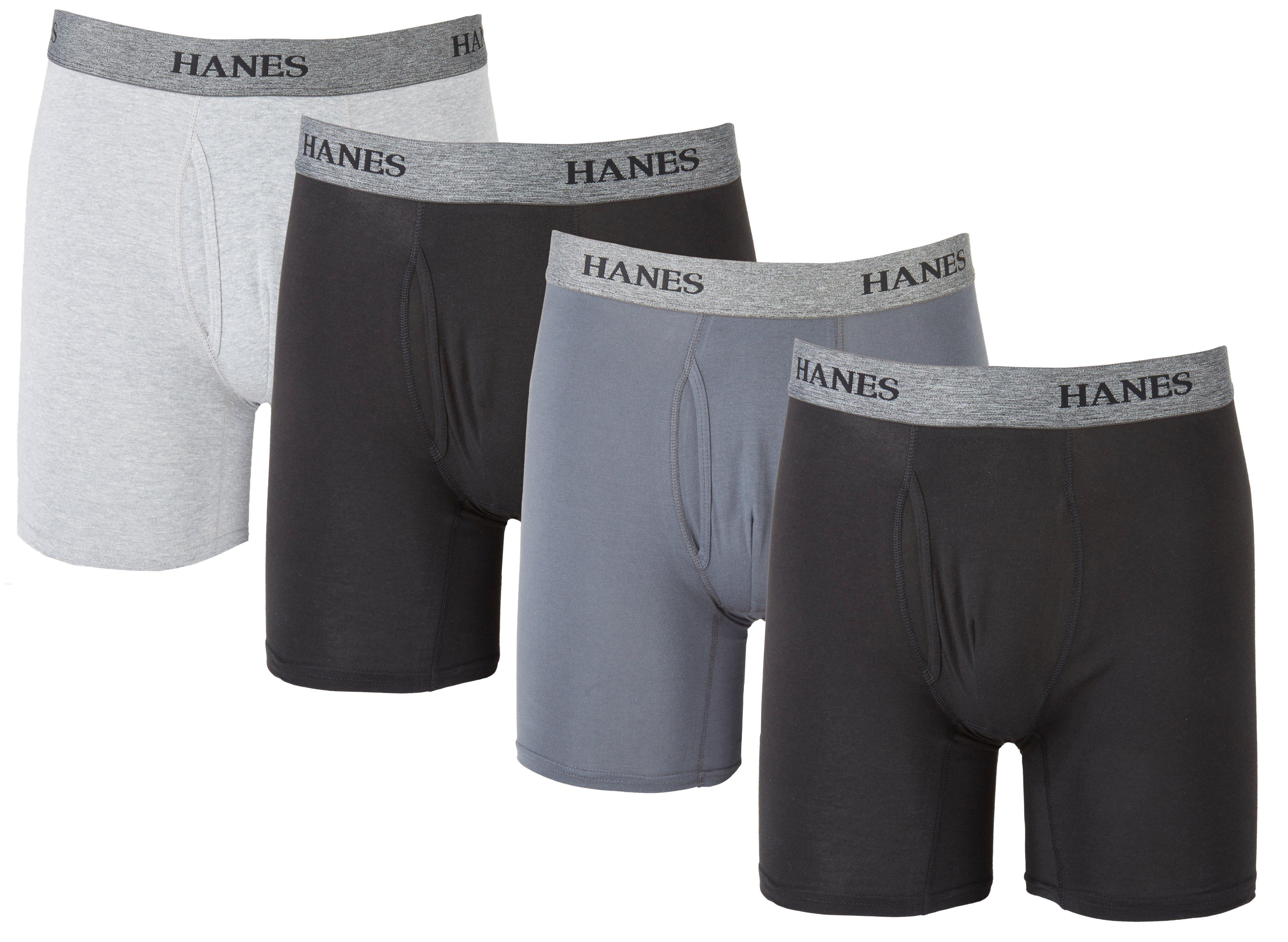 Hanes Hanes Mens 4pk. Ultimate Stretch Boxer Briefs Medium Black