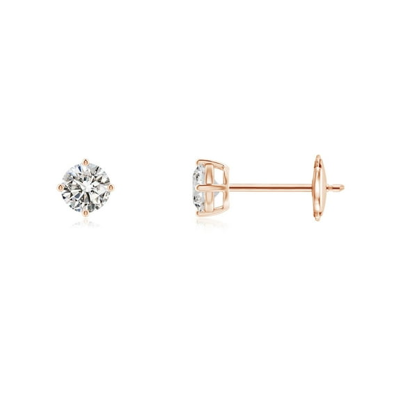 ANGARA Natural Basket-Set Diamond Stud Earrings in 14K Rose Gold for Women (Size-4mm| Color-I-J| Clarity-I1-I2) | April Birthstone, Anniversary, Jewelry Gift for Women | Natural Diamond Earrings