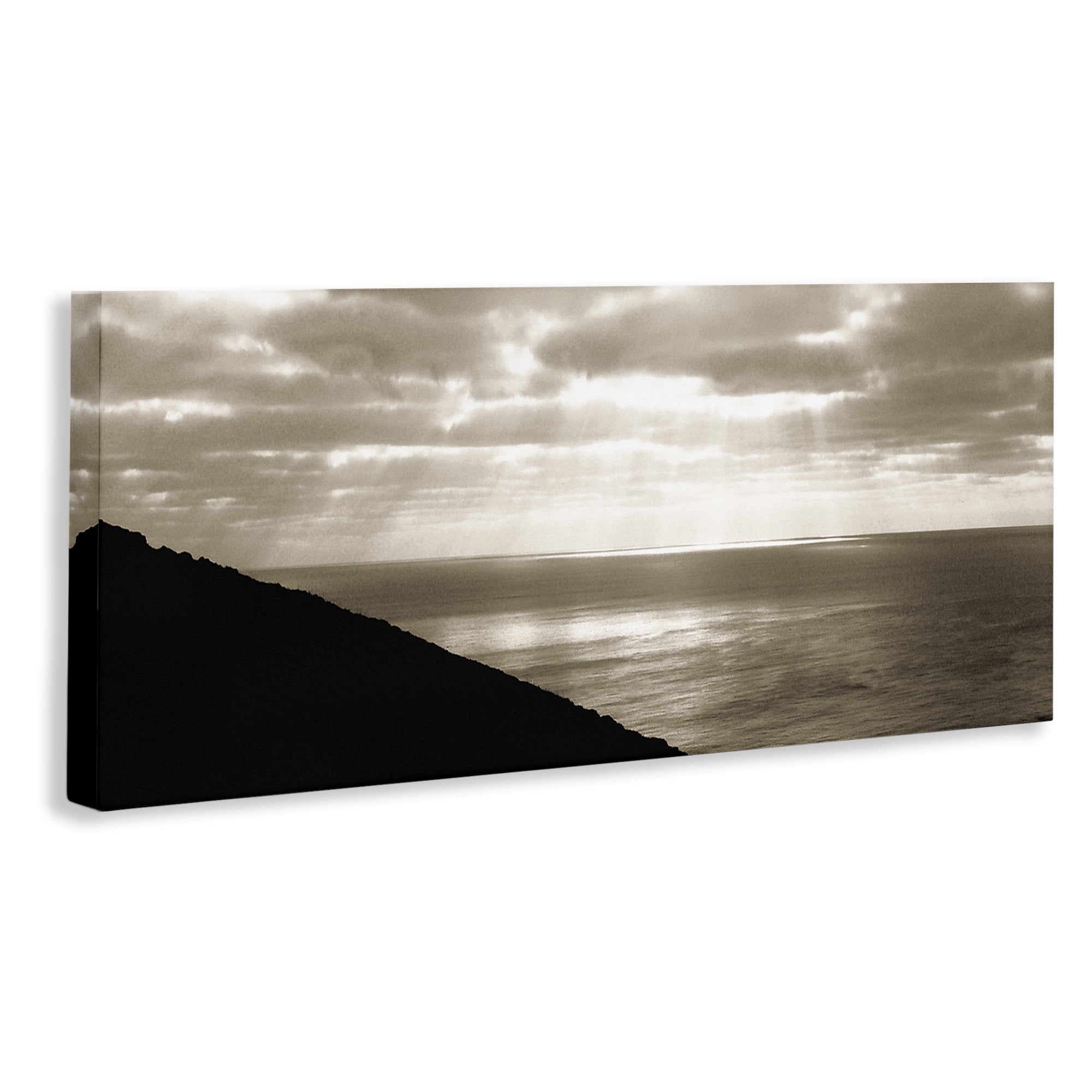 Stupell Industries Sepia Rays on Beach Landscape & Nature Photography Wrapped Canvas Art Print Wall Art, 30 x 13