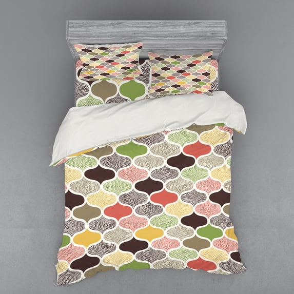 Ambesonne Modern Bedding Set 4 Pcs, Oriental Morrocan Design, Queen, Multicolor