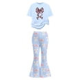 thumbnail image 3 of Tiijoy Big Girls Valentine's Day Outfits Bow Pattern Short Sleeve T-Shirt Flared Pants Set, Sizes 8-9, 3 of 4