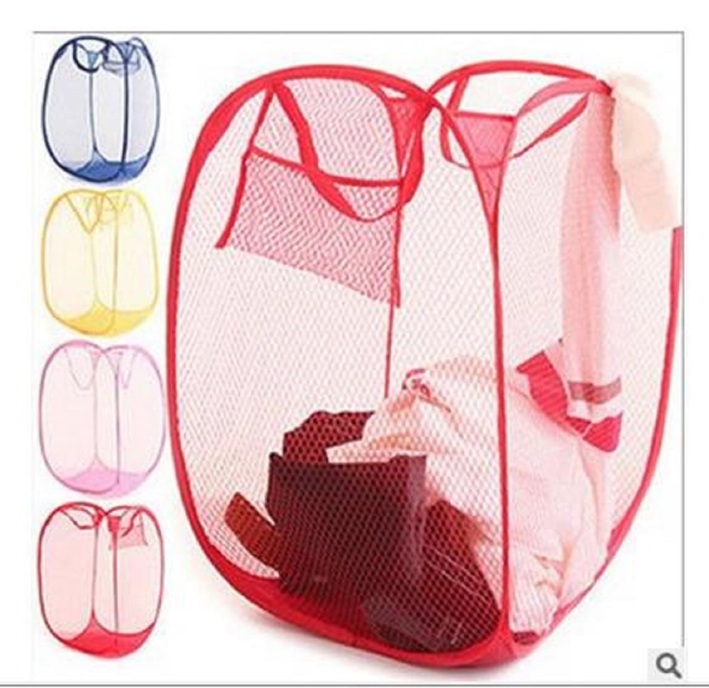 Foldable Light Laundry Basket Storage Bags Travel Mesh Dirty Clothes Washing Bag