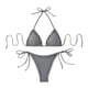 thumbnail image 5 of Trajes de baño Amzcrzy Tankini para mujer, trajes de baño, trajes de baño, bikini, traje de baño de moda para mujer con volantes, traje de baño dividido de color sólido con cordones y rayas, gris, L, 5 of 5
