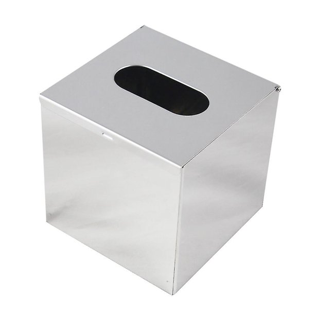 1 unidad de cajas de pañuelos de acero inoxidable de 13cm, caja de servilletas montada en la pared, caja impermeable, soporte organizador de papel para el hogar y la Oficina Feliz Sencillez