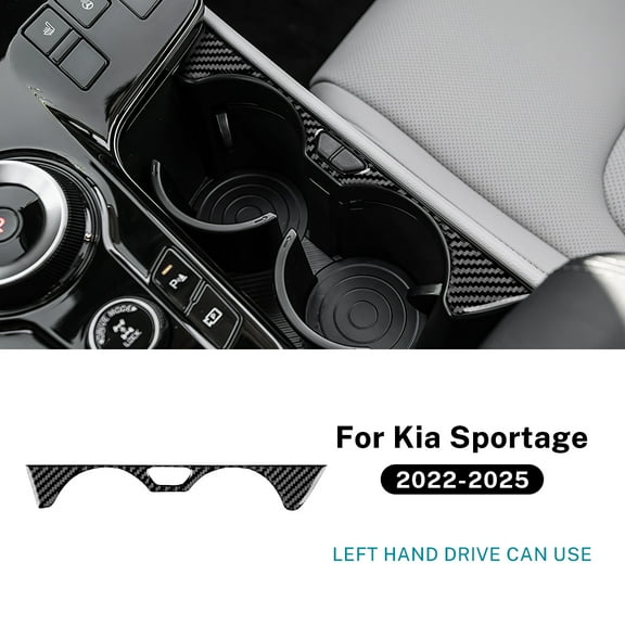 Real Soft Carbon Fiber Sticker LHD RHD Car Gear Cup Holder Frame Trim Interior Accessories For Kia Sportage 2022 2023 2024 2025.
