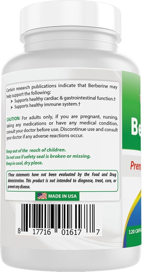 Best Naturals Berberine 500mg 120 Capsules | Supports Immune Function, Cardiovascular & Gastrointestinal Function