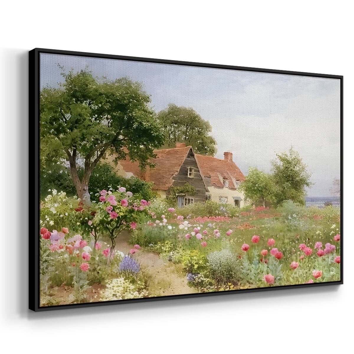 Vintage Landscape-CCLIV By Wexford Home Framed in Black Wood Gallery Wrapped Canvas 27 in. x 41 in.