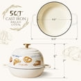 thumbnail image 4 of CAROTE 2.11 QT Cast Iron Bread Oven with Lid, Round Dutch Oven for Bread Baking, Cream White with Bakery Design, 4 of 9