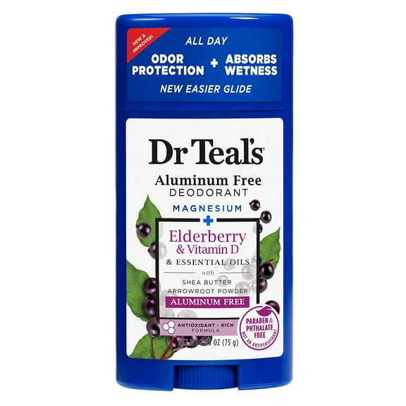 Dr Teals Deodorant Elderberry And Vit D 2.65oz Aluminum-Free (Pack of 3)
