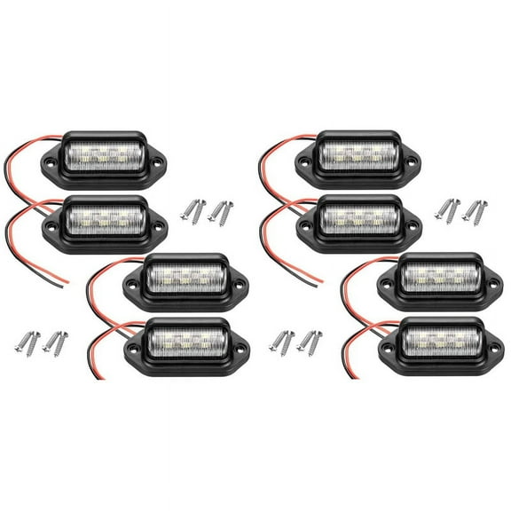 8Pcs 12V 6 SMD LED Exterior License Plate Tag Light License Plate Lamp Taillight for Car Truck RV Trailer Boat
