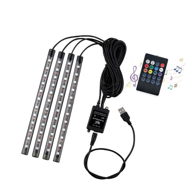 Sidaley Tiras de luces LED para coche que cambian de Color debajo de la ventana del salpicadero, lámpara de ambiente con Control remoto, decoración Bombillas para automóviles 48smd USB-Port Sidaley VI015237-05B