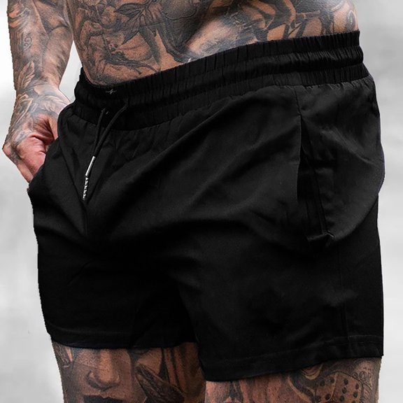 LiuXxxx Male Casual Pants Solid Color Trend Youth Summer Mens Sweatpants Fitness Running Shorts Black L
