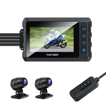 Motorcycle Dash Cam – Bigcan 1080P FHD Front and Rear Dual Camera with 3" Screen, GPS Tracking, G-Sensor, WiFi, Loop Recording & Waterproof Design