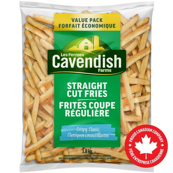 Frites coupe régulière classique croustillantes format économique des Fermes Cavendish | Fait au Canada | Fière entreprise canadienne 1.8Kg