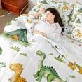 thumbnail image 4 of Manfei Green Orange dinosaur 7-Piece Twin Bedding Sets,Happy Camping Bedding Comforter Set,Green Rustic Leaves Sheet Sets For Boy Teens,Luxury Bedroom Decor Reversible, 4 of 8