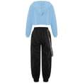 thumbnail image 2 of YEAHDOR Big Girls Juniors Activewear Sweatshirt with Jogger Pants Outfit Set Sports Hip Hop Dance Outfit Light Blue 8, 2 of 7