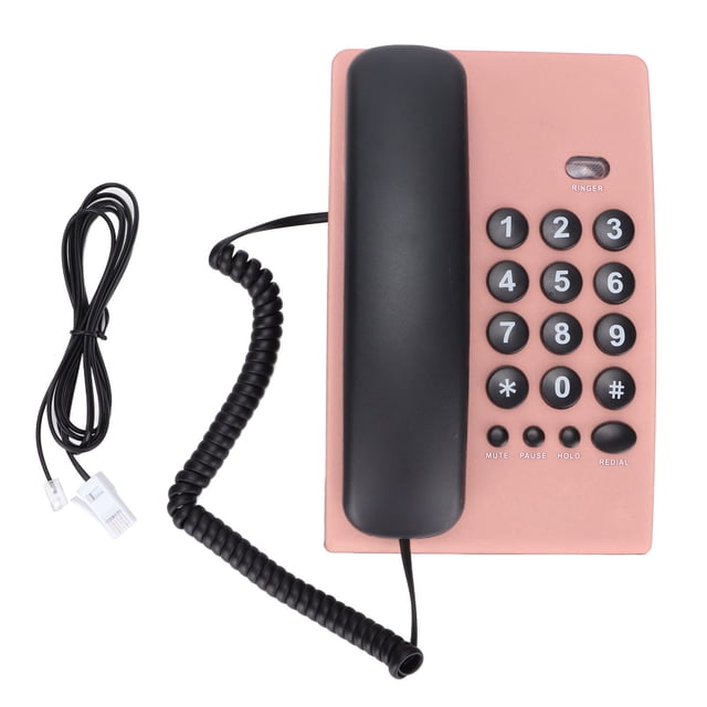 Teléfono con cable KXT504 Teléfono fijo con cable con función de silencio Auricular magnético doble para la oficina del hotel en casa (rosa)