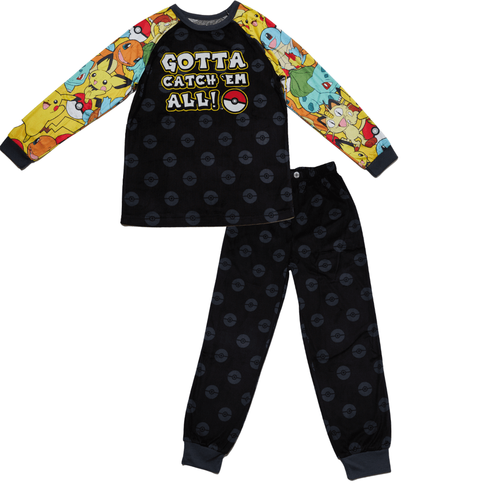 Pokemon Boys Pajamas Long Sleeve Pikachu Kids Sleepwear 2 Piece Set
