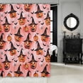 thumbnail image 2 of Erosebridal Witch Pumpkin Shower Curtain 72Wx78L,Cute Halloween Bath Curtain,Coral Pink, 2 of 6