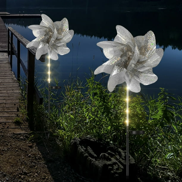 Lámpara de Piso Likrtyny Luces de jardín LED brillantes Plata 2 piezas
