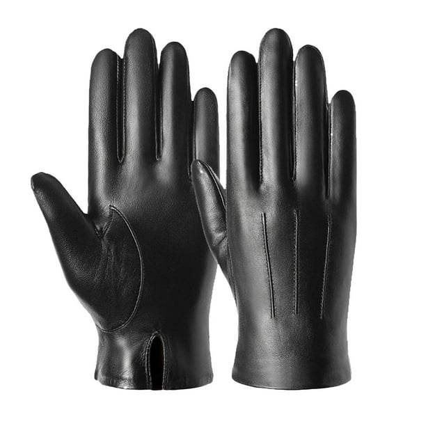 Guantes de cuero para los hombres de conducción de invierno Guantes de cuero de pantalla táctil de lana forro polar Guantes de piel de oveja de regalo