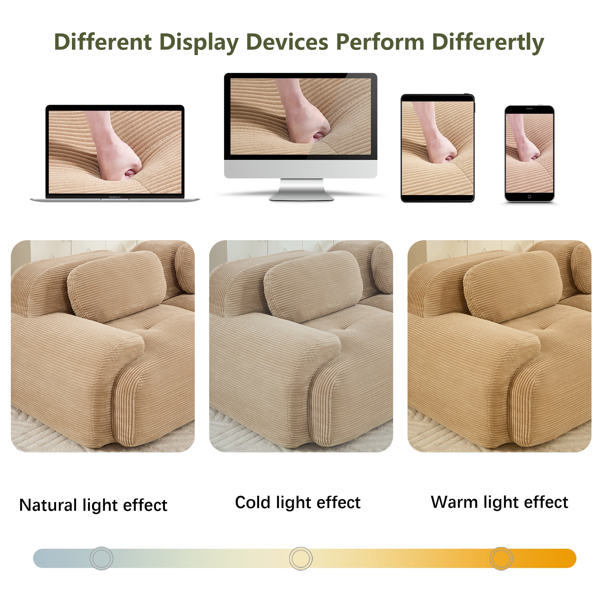 Alvantor 117" Modular Sectional Sofa Corduroy Oversized U-Shaped Cloud Couch with Movable Ottomans Upholstered Sofa for Living Room Bedroom, No Assembly Required, 3-Seats, Beige