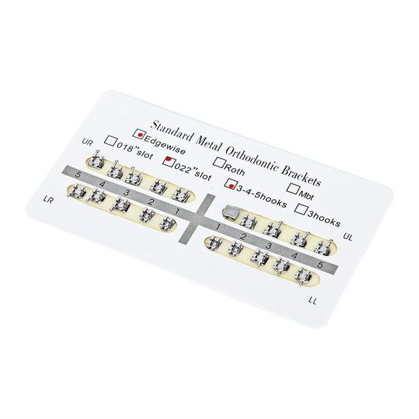 10 paquetes de brackets de ortodoncia de metal para dientes dentales, 022 ranuras, 345 ganchos (Edgewise)