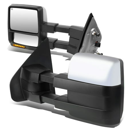 Amber Glass Reservoir (For 04-14 F150 Pair of Chrome Manual Telescoping + Powered + Heated Glass + Amber LED Signal Towing Mirrors 10 11 12)