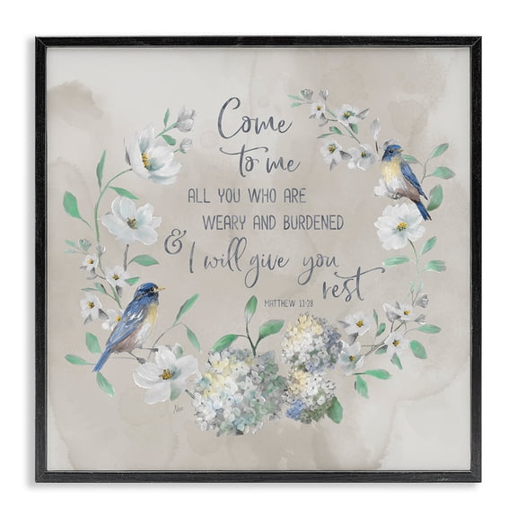 Stupell Industries Traditional Comforting Proverb & Wreath Black Framed Giclee Art, 12 x 12, by Nan