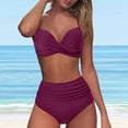 thumbnail image 2 of HCNTES Thong Bikini Sets for Women - Brazilian Micro String Bikinis Sexy Two Piece Swimsuit Triangle Top Halter Bathing Suits(Wine,XXL), 2 of 8