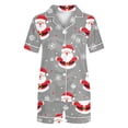 thumbnail image 5 of Christmas Lounge Set for Women Button Down Short Sleeve Shirt with Shorts 2 Piece Reindeer Print Cute Soft Sleepwear, 5 of 5