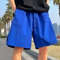 thumbnail image 4 of USNSM (S-5XL) Big and Tall Mens Linen Shorts Flat Front Casual Elastic Waist Drawstring Summer Beach Vacation Shorts with Pocket Blue XL, 4 of 6
